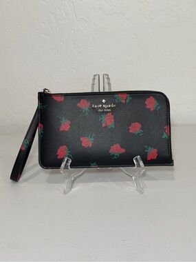 Kate Spade Lucy Ditsy Rose Toss Print Medium L-Zip Wristlet
